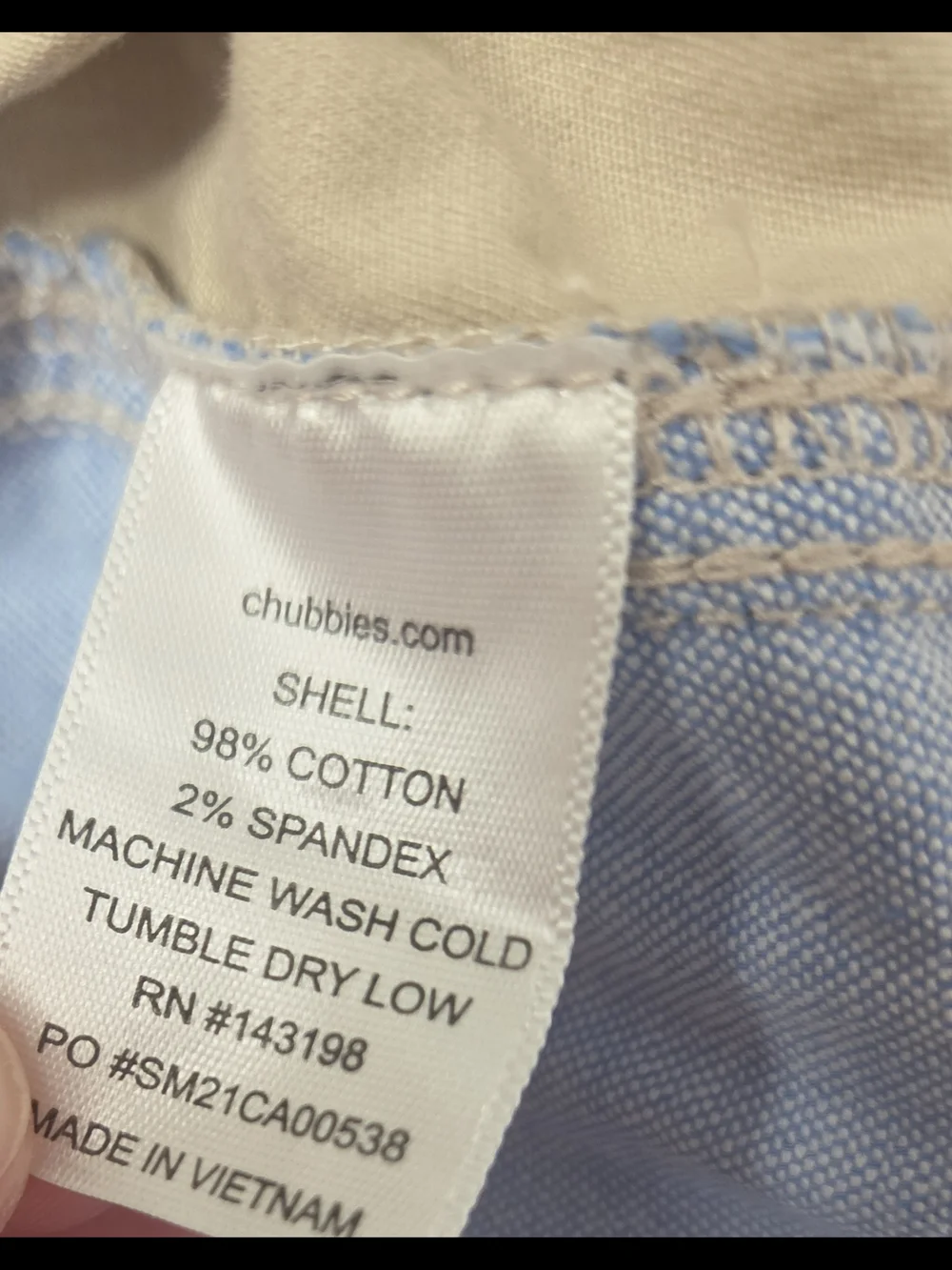 Chubbies Men's Khaki Original Shorts 2XL Elastic Waist 5.5in Inseam Pockets